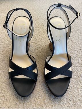 Jessica Simpson JP ONAWA Black Crisscross Ankle-Strap Heels